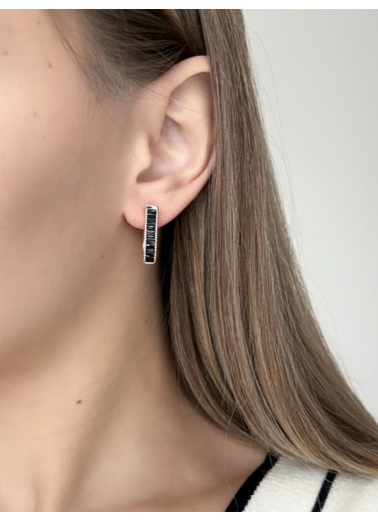 Сережки Black baguette cut